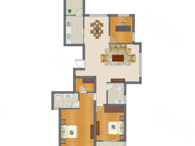 3室2厅 134.59平米