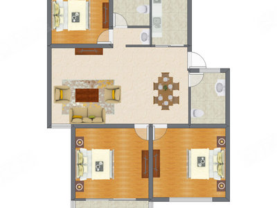 3室2厅 98.60平米