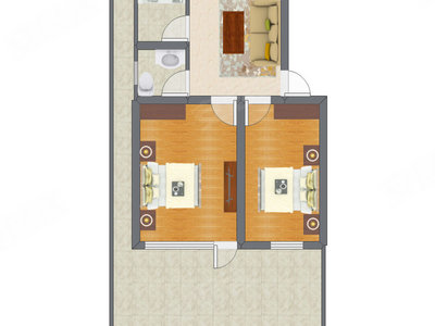 2室1厅 59.90平米户型图