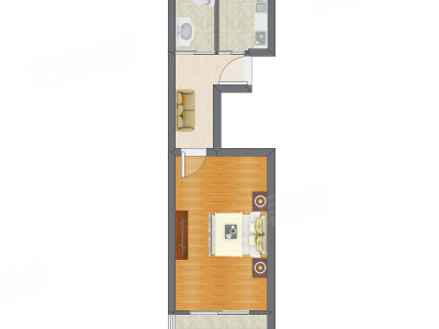 1室1厅 44.34平米