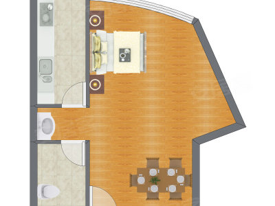 1室0厅 40.16平米户型图