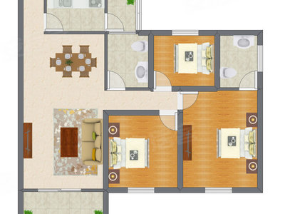 3室2厅 90.22平米