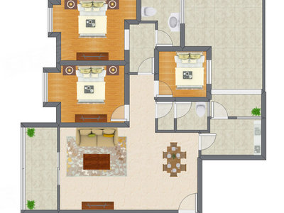 3室2厅 118.41平米