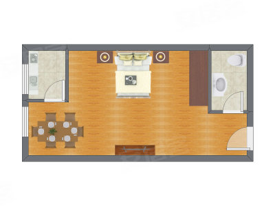 1室0厅 52.30平米户型图