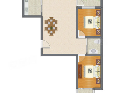 2室1厅 84.44平米