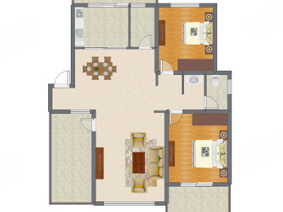 2室2厅 120.70平米户型图