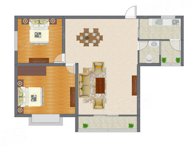 2室1厅 94.23平米户型图
