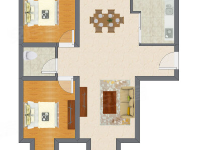 2室1厅 53.15平米户型图