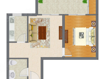 1室1厅 74.00平米户型图