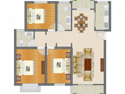 3室2厅 126.71平米