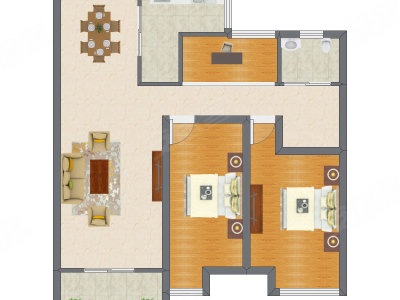 2室1厅 75.55平米