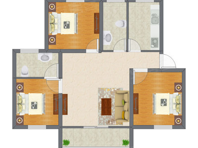 3室1厅 86.80平米
