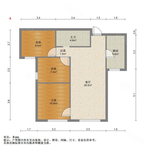 融创融园汇莲馨苑3室1厅1卫97.02㎡南174.8万