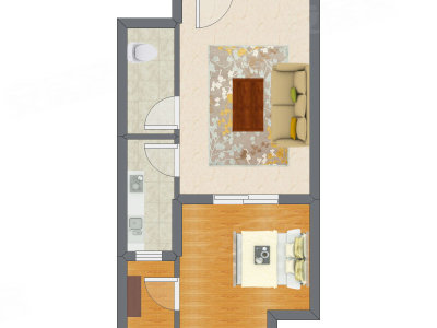 1室1厅 55.13平米户型图