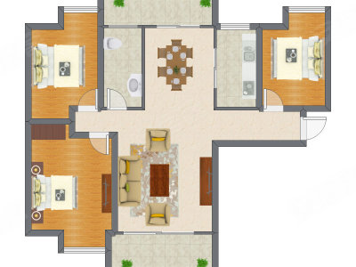 3室2厅 97.95平米户型图