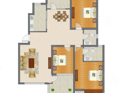 3室2厅 134.68平米户型图