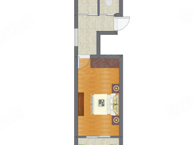 1室0厅 38.64平米户型图