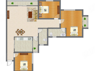 3室2厅 127.55平米户型图