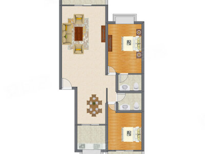 2室2厅 118.98平米户型图