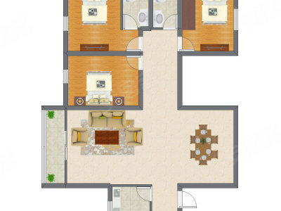 3室2厅 108.92平米