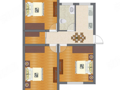 3室1厅 60.00平米