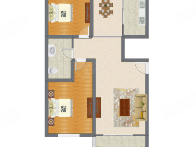 2室2厅 113.42平米户型图