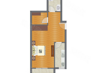 1室0厅 61.69平米户型图