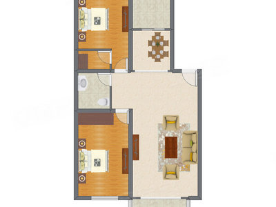 2室2厅 123.62平米户型图