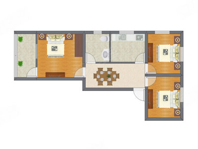 3室1厅 55.36平米