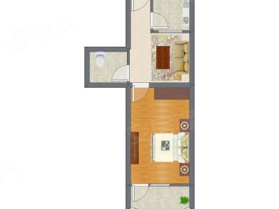 1室1厅 49.06平米户型图