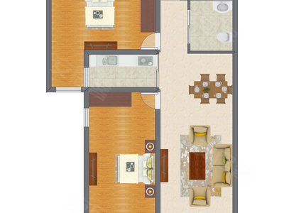 2室2厅 96.93平米户型图