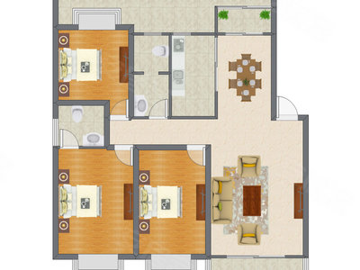 3室2厅 117.50平米
