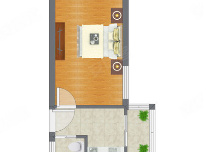 1室0厅 30.74平米户型图