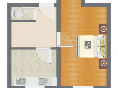 1室1厅 42.31平米户型图
