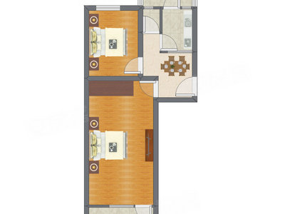 2室1厅 62.15平米