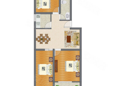 3室2厅 93.90平米