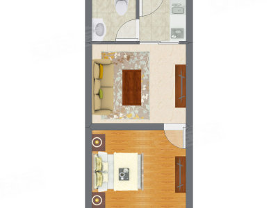 1室1厅 26.44平米户型图