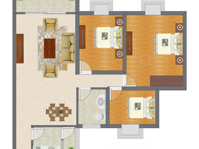 3室2厅 88.80平米