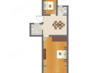 2室1厅 47.01平米