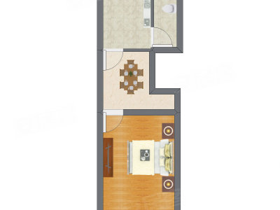 1室1厅 32.46平米户型图