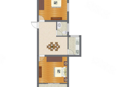 2室1厅 55.27平米