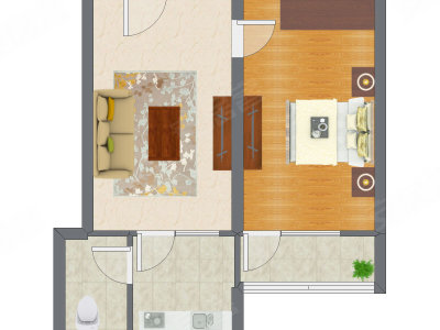 1室1厅 54.17平米户型图