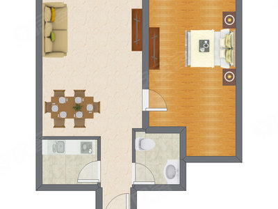 1室2厅 94.25平米户型图