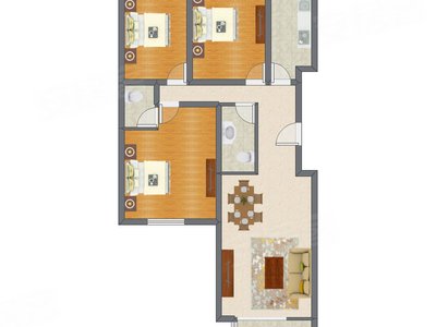 3室1厅 130.00平米