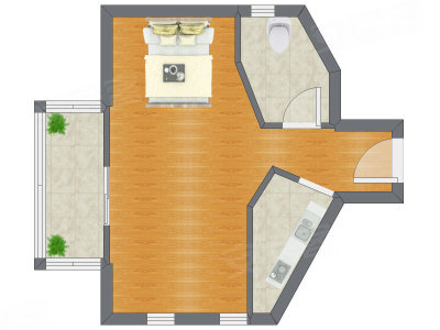 1室0厅 54.42平米户型图