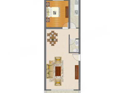 1室1厅 73.94平米户型图