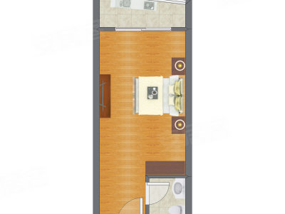 1室0厅 34.67平米户型图