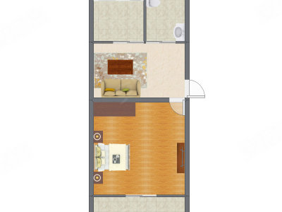 1室1厅 40.55平米