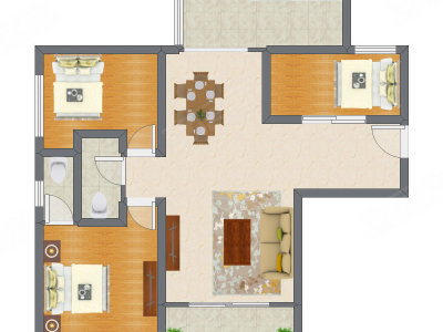 3室2厅 98.65平米