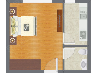 1室0厅 24.69平米户型图